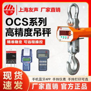 上海友声电子吊秤1-3吨高精度打印行车挂称OCS-5T10t无线吊钩磅称