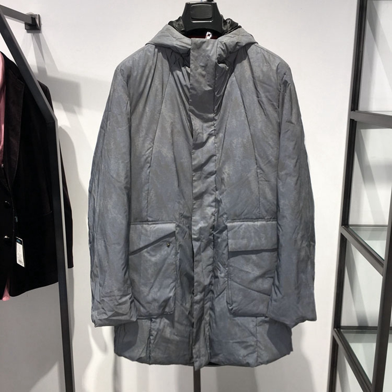 庄子青春连帽休闲中长鸭绒羽绒服
