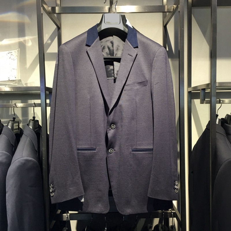 专柜品牌款 春秋季西装 男士时尚 单排扣 依文西服 针织休闲外套