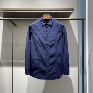 意大利品牌博图 春秋款长袖衬衫 男士商务一字领修身版棉内搭衬衣