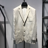 薄款 春夏季 西装 男 单排扣含亚麻条纹西服 推荐 商务绅士休闲 断码