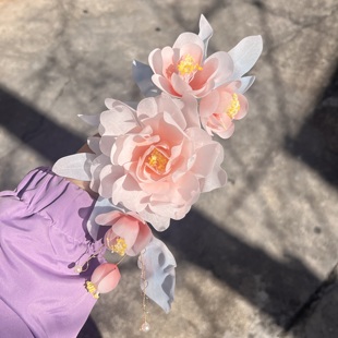 【溪希】团购月季花发钗发簪汉服配饰品国风盘发青黛原创古风