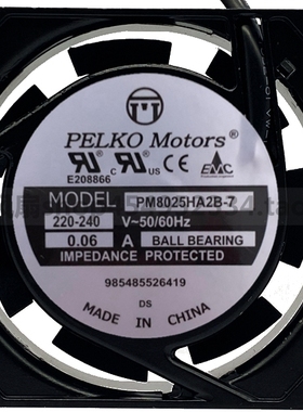 原装派尔可 PM8025HA2B-7 AC220-240V 0.06A 8025交流散热风扇