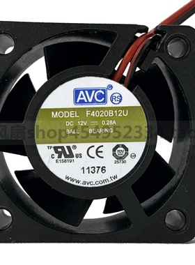 原装 AVC F4020B12U 12V 0.28A 4CM 4020 2线 大风量 散热风扇