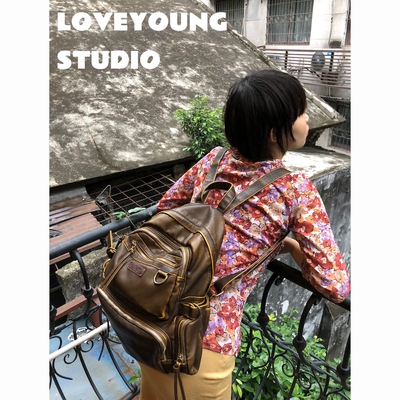 loveyoung原创“城市猎人”复古vintage登山包双肩包短途旅行包