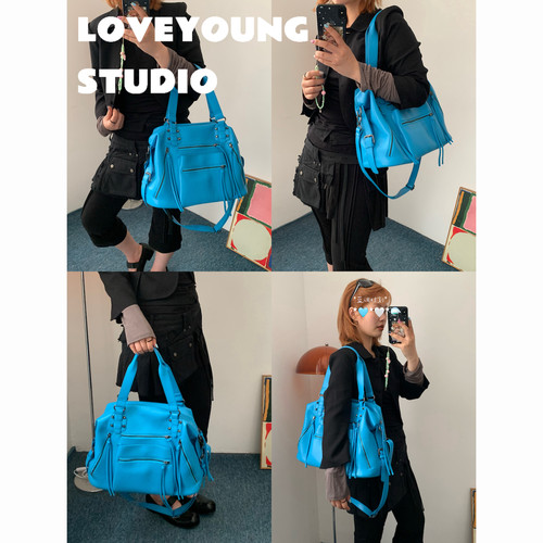 loveyoung“蓝调时刻” 原创复古90s机车包古早松弛感大托特包