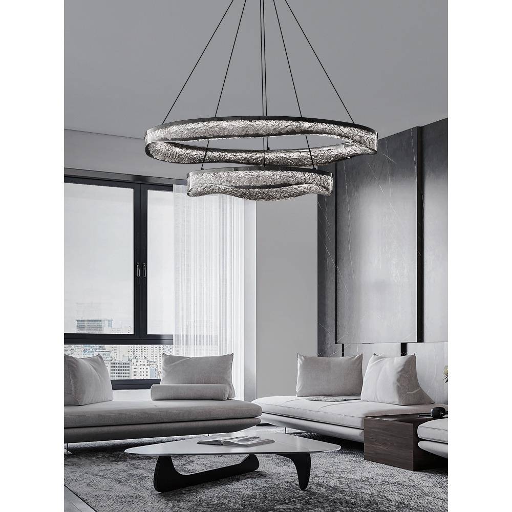 灯都古镇展厅意式极简客厅全铜吊灯现代简约轻奢大气高级感树脂卧