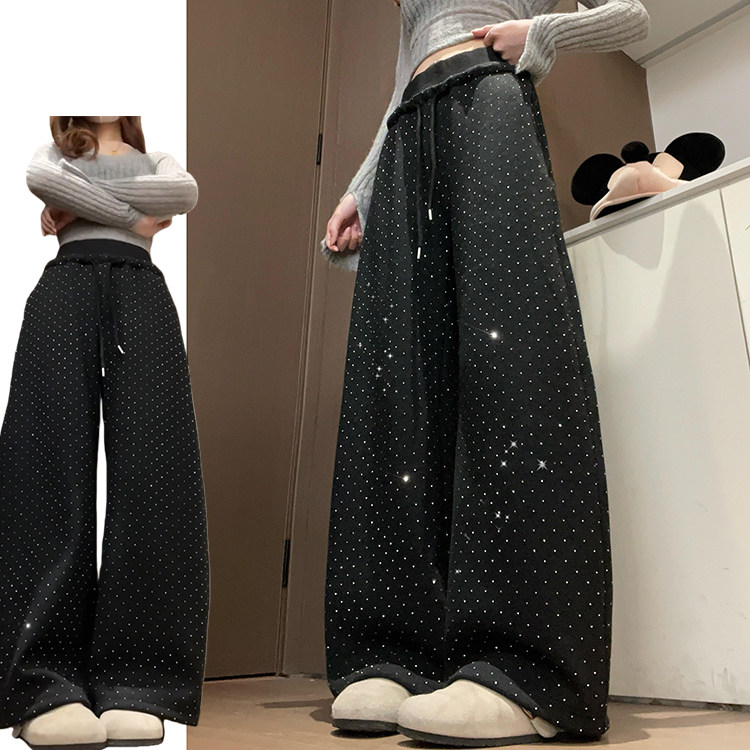 慵懒风烫钻星空阔腿裤女秋冬季2026新款加绒加厚时尚减龄闪闪卫裤,女装/女士精品,休闲裤,淘宝优惠券,粉丝福利购,淘宝优惠卷