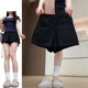 小个子显瘦宽松松弛感阔腿短裤 黑色工装 2026新款 女夏季 风a字裙裤