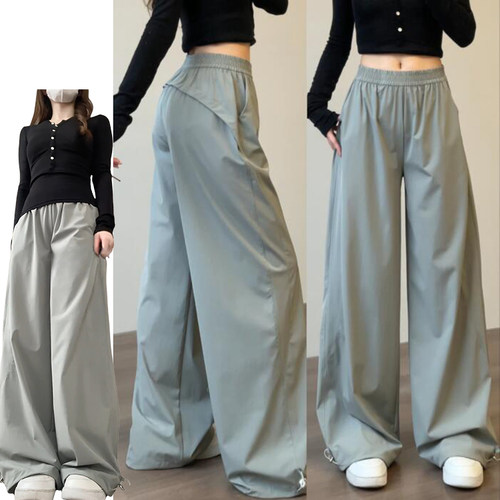 灰色速干两穿工装裤女春夏季2026新款慵懒风高腰束脚宽松运动卫裤