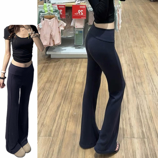 微喇休闲裤 弹力休闲美式 子女春夏2026新款 黑色慵懒垂感提臀瑜伽裤