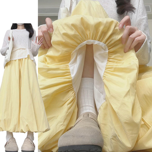 高腰半身裙裤 气质休闲时尚 女春秋2026新款 韩系奶芙甜美风花苞裙裤