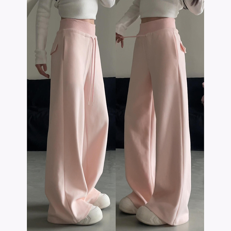 韩系甜美风微喇叭运动裤女春夏季2025新款减龄时尚简约宽边阔腿裤