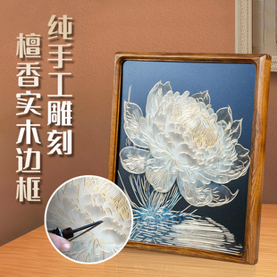 铜雕画摆台《光影睡莲》新中式客厅办公室台桌面装饰画摆件送礼品