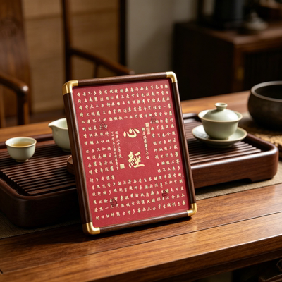 般若心经黄铜手工雕刻桌面摆台画