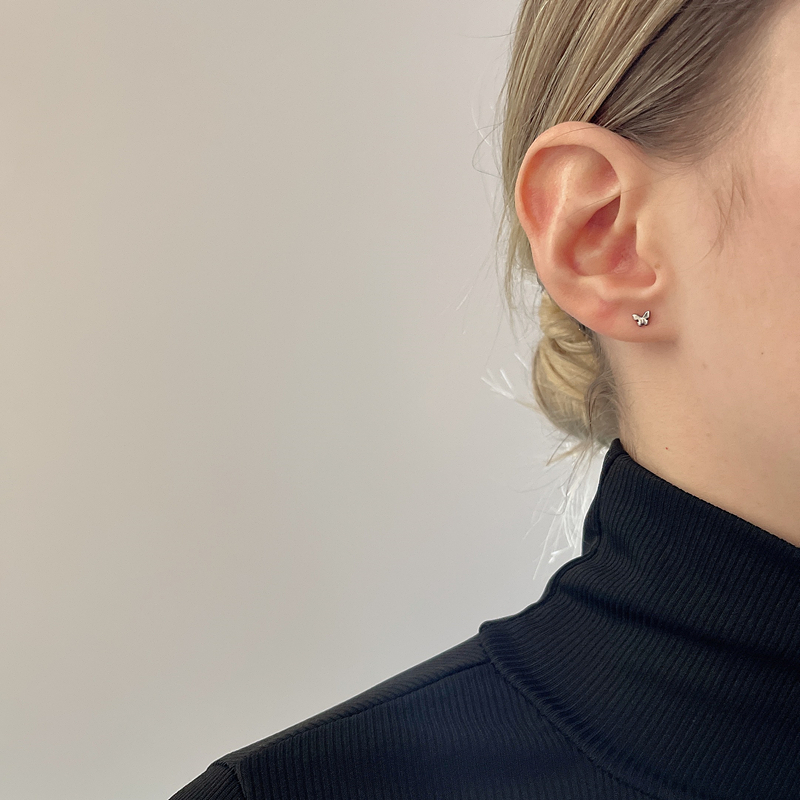 F136钛合金蝴蝶耳钉内螺纹