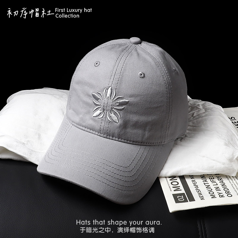 日韩系太阳花刺绣棒球帽女显脸小休闲复古时尚百搭出游软顶鸭舌帽