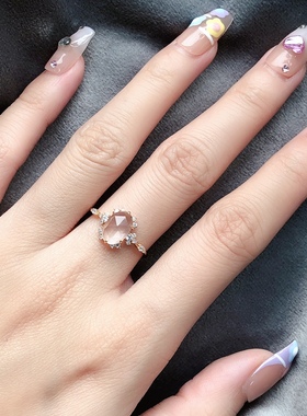 Ordi新款白水晶戒指简约时尚名媛风气质指环节日礼物送女友