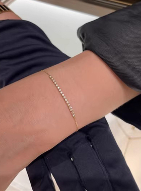 Ordi 轻奢满钻一字横条手链枝形吊灯链条闪钻联排s925手链