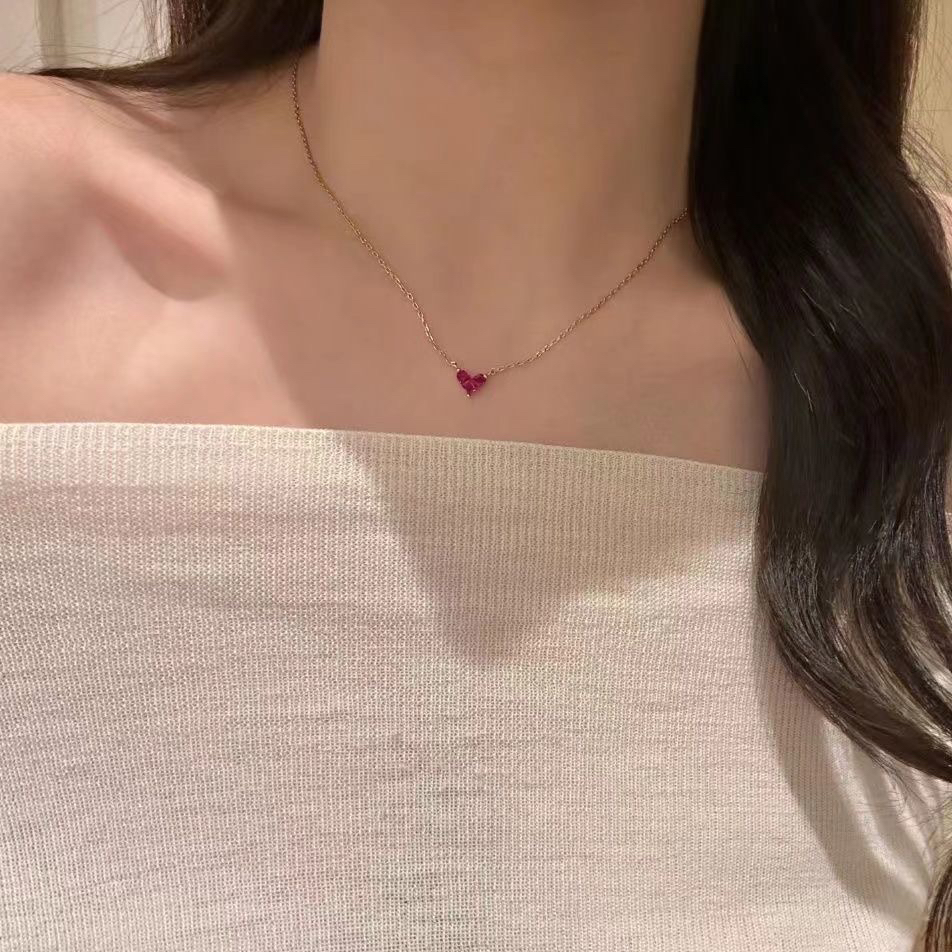 ordi日系简约新款mini粉红爱心项链小众个性高级感锁骨链