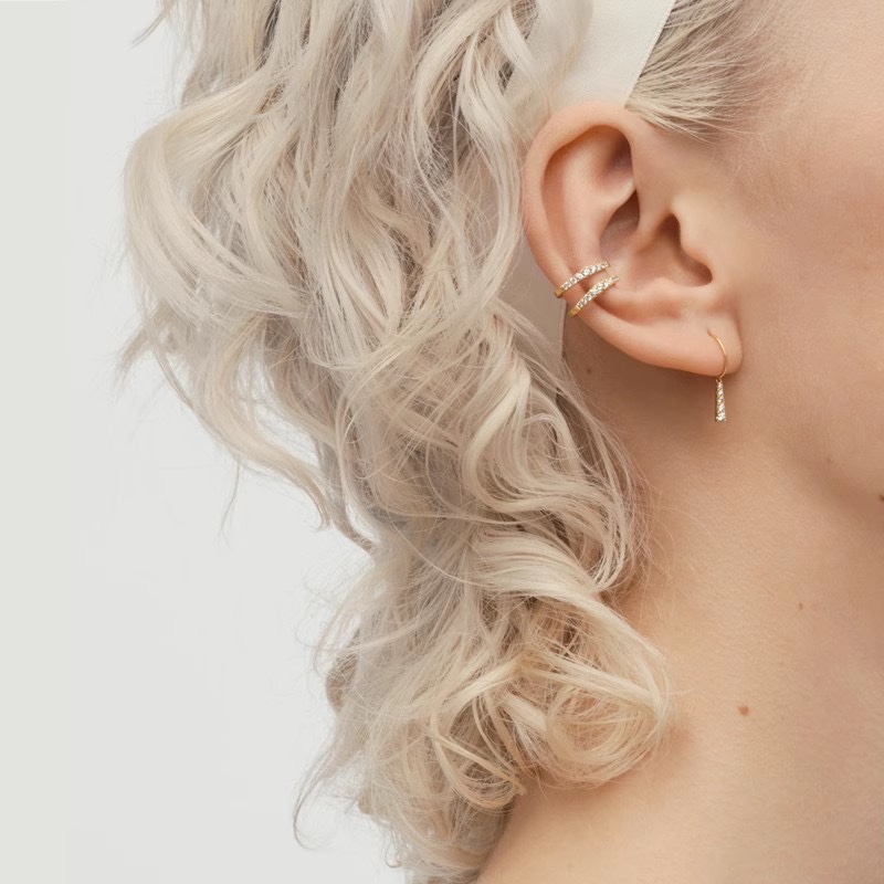 Ordi 23圣诞限量梯形聚光灯璀璨迷你小钻耳勾s925银镀金项链