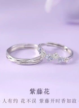 DR情侣戒指紫藤花S925纯银
