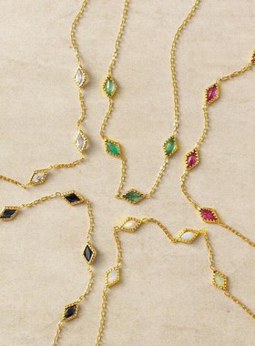 ordi梦想成真手链菱形天然多色彩紫水晶托帕石925纯银手饰