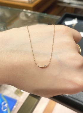 Ordi23年新款夜空流星新月月亮小钻项链迷你小帆船锁骨链