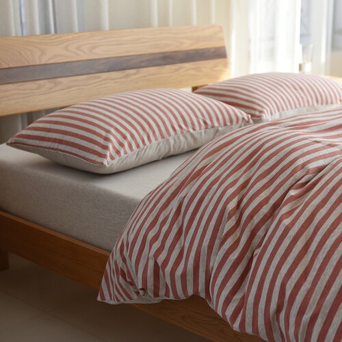 无印直供！！简约条纹天竺棉枕套