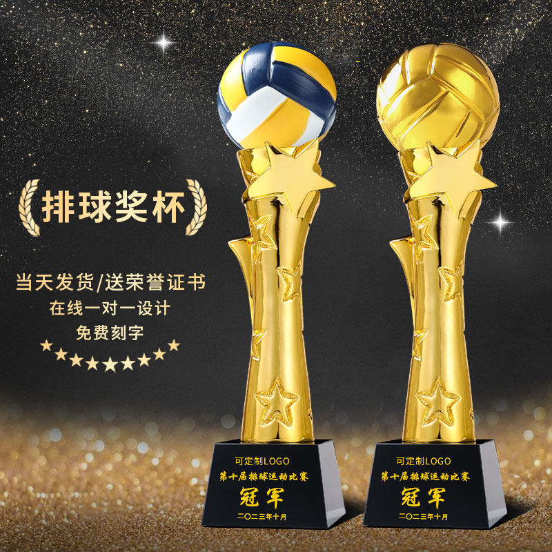 排球奖杯定制定做水晶树脂学校园职工运动会气排球比赛团体纪念品