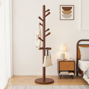 实木衣架落地衣帽架家用卧室挂衣架简易立式 榉木挂衣杆室内挂包架