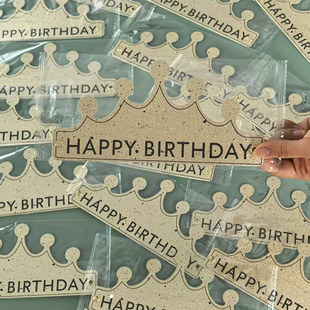 新款磨砂金色可折叠生日帽子小孩儿童宝宝周岁派对皇冠帽大人头饰