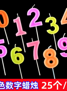 彩色数字生日蜡烛独立包装带底托生日许愿派对蛋糕装饰红色蜡烛