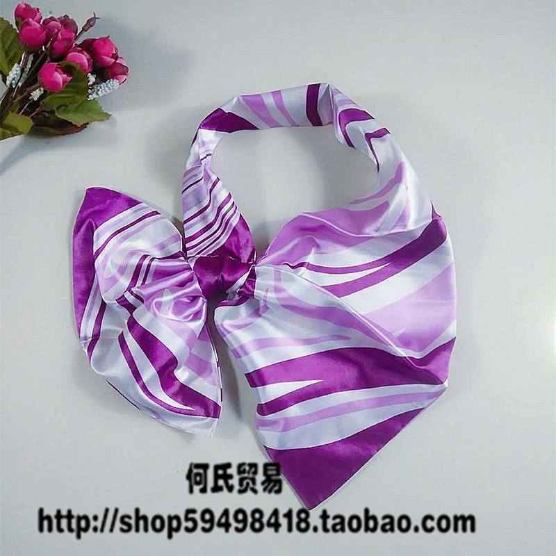百变魔术丝巾紫色条纹银行酒店商务制服多变工作服围巾职业装丝巾
