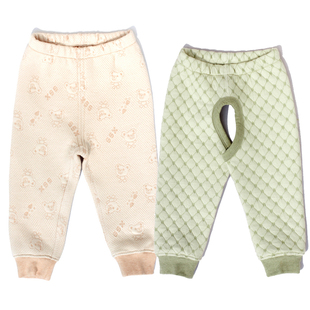 子 儿童夹棉开裆裤 天然彩棉宝宝春秋保暖裤 女童男童婴儿两用裆裤