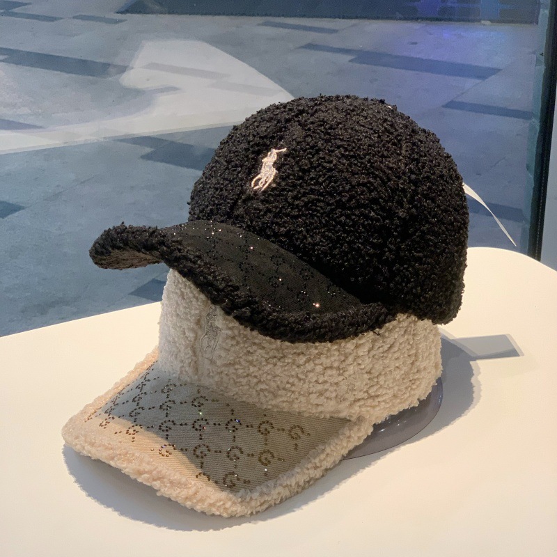 秋冬季羊羔绒鸭舌帽子女韩版ins