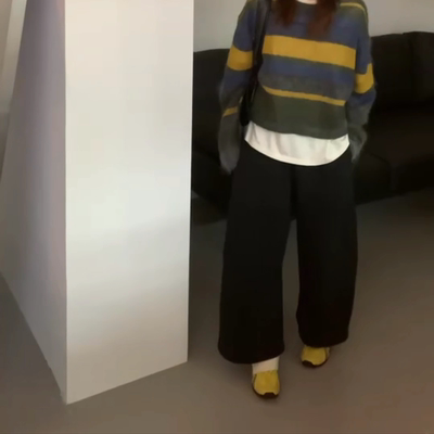 FAVE松弛感拉满！韩国毛圈卫裤秋季镰刀裤萝卜廓形休闲裤运动长裤