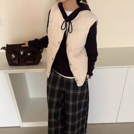 atmosphere轻软感95绒！韩国哑光金属排扣羽绒马甲冬季INS风马夹