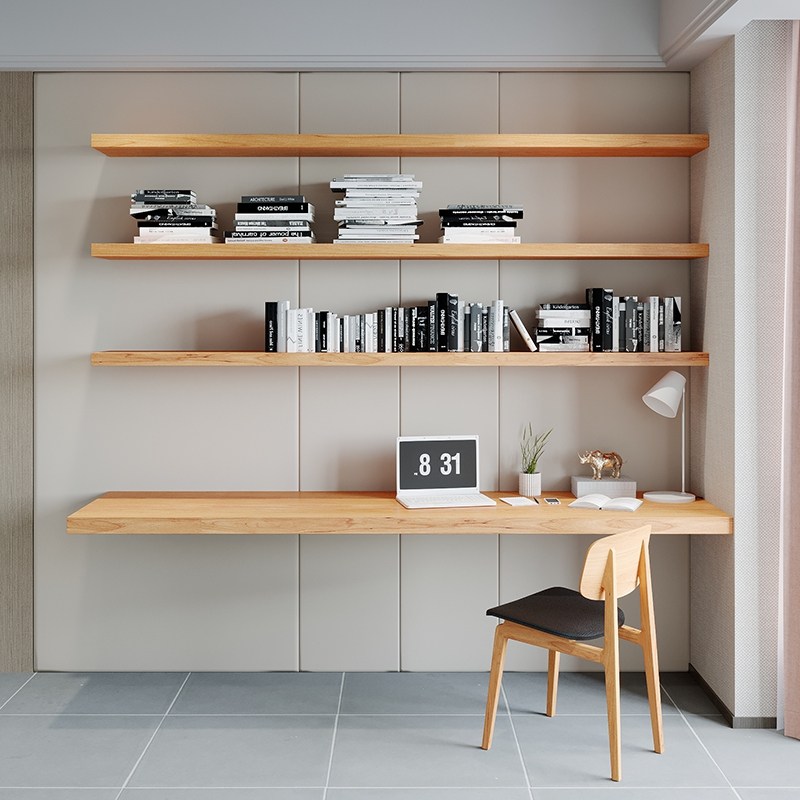 一字板书桌书架组合简约家用实木风双人学生写字台墙上壁挂电脑桌在类目 住宅家具, 桌类, 书桌中 - 来自Buy2taobao.com提供专业的淘宝代购服务