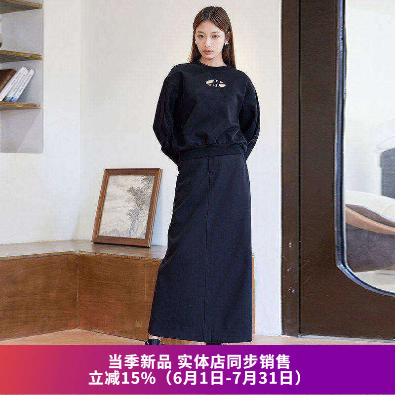 索玛春装黑色长款半身裙