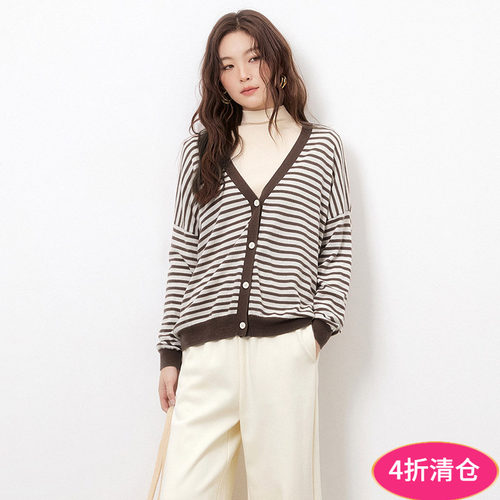 条纹100~羊毛开衫毛衣