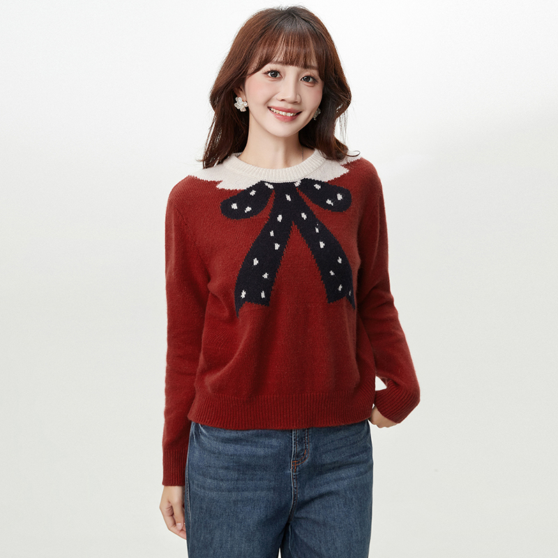 2025年冬装Outlets专柜 GMS系列 甜美可爱上衣套头长袖微弹毛衣女