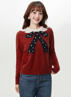 2025年冬装Outlets专柜 GMS系列 甜美可爱上衣套头长袖微弹毛衣女