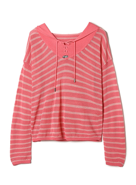 2025年秋Outlets正品 高端MO系列休闲风拼色上衣连帽长袖针织衫女