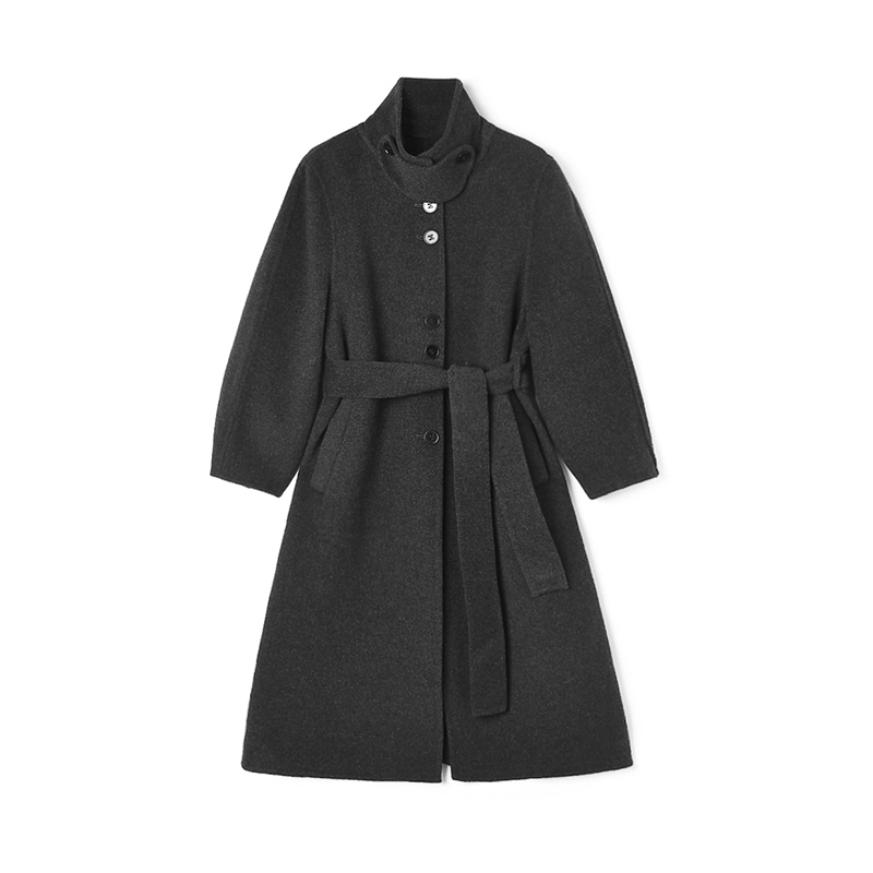 单排扣双面尼毛呢外套大衣