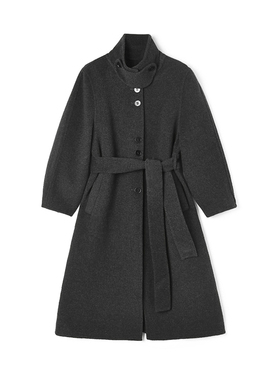 奥莱专柜正品 HE冬装2025新款 含羊毛单排扣双面尼毛呢外套大衣女