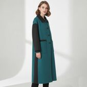 2025年冬Outlets正品 高端GM系列含绵羊毛拼色宽松毛呢外套大衣女