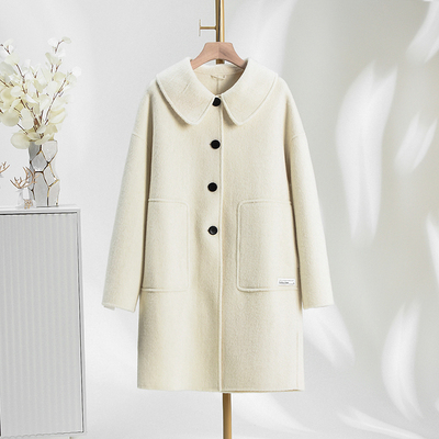 含羊毛九分袖双面尼外套大衣