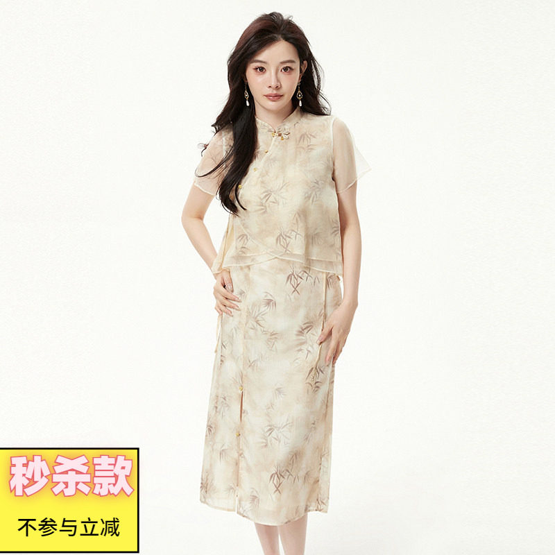 复古国风上衣+长裙两件套装