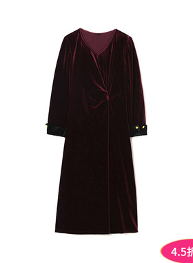 Outlets品牌折扣 KA春装新款专柜正品 舒适质感长袖微弹力连衣裙